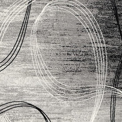 15' Gray And Ivory Abstract Shag Runner Rug