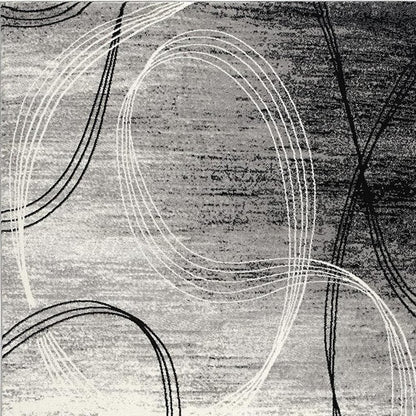 15' Gray And Ivory Abstract Shag Runner Rug