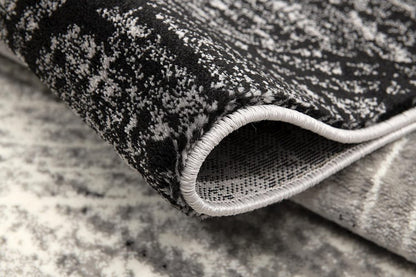 15' Gray And Ivory Abstract Shag Runner Rug