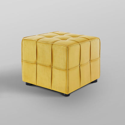 22" Light Gray Velvet And Black Cube Ottoman