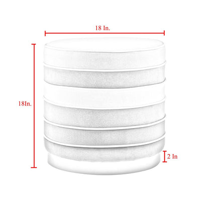 18" Blush Velvet And Gold Round Striped Ottoman