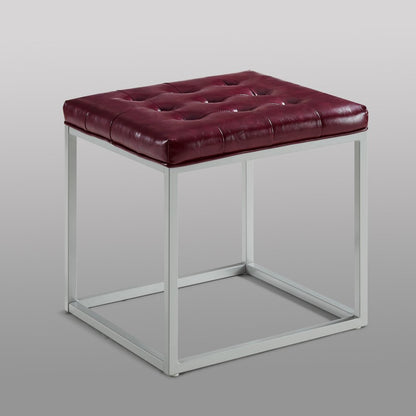 18" Purple Faux Leather And Gray Cube Ottoman