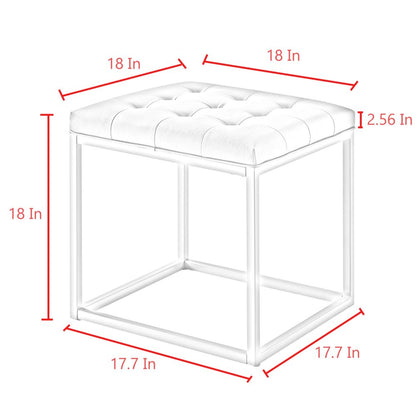 18" Purple Faux Leather And Gray Cube Ottoman