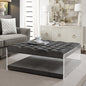 36" Gray Velvet Storage Ottoman