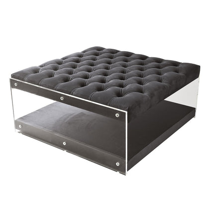 36" Gray Velvet Storage Ottoman