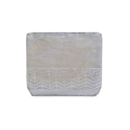 6" Light Gray Chevron Cement Indoor Outdoor Square Pot Planter