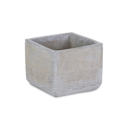 6" Light Gray Chevron Cement Indoor Outdoor Square Pot Planter