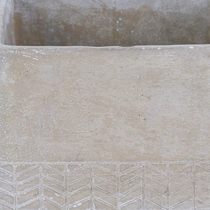 6" Light Gray Chevron Cement Indoor Outdoor Square Pot Planter