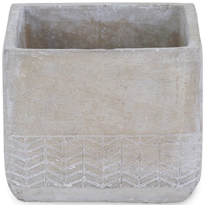 6" Light Gray Chevron Cement Indoor Outdoor Square Pot Planter
