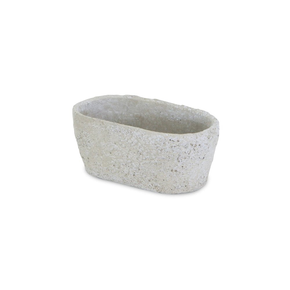 9" Gray Speckle Glaze Cement Indoor Outdoor Oval Pot Planter