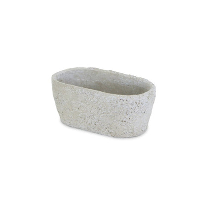 9" Gray Speckle Glaze Cement Indoor Outdoor Oval Pot Planter