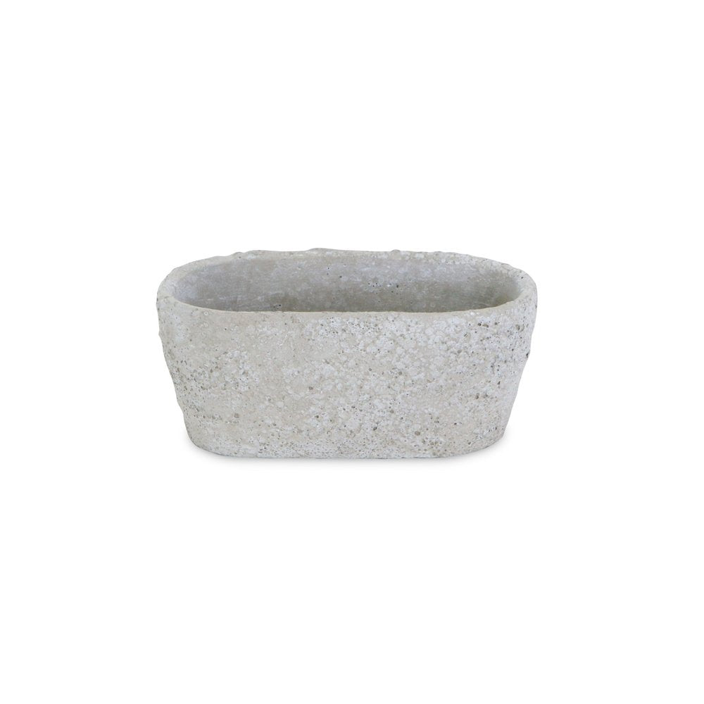 9" Gray Speckle Glaze Cement Indoor Outdoor Oval Pot Planter