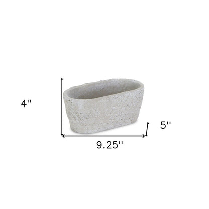 9" Gray Speckle Glaze Cement Indoor Outdoor Oval Pot Planter