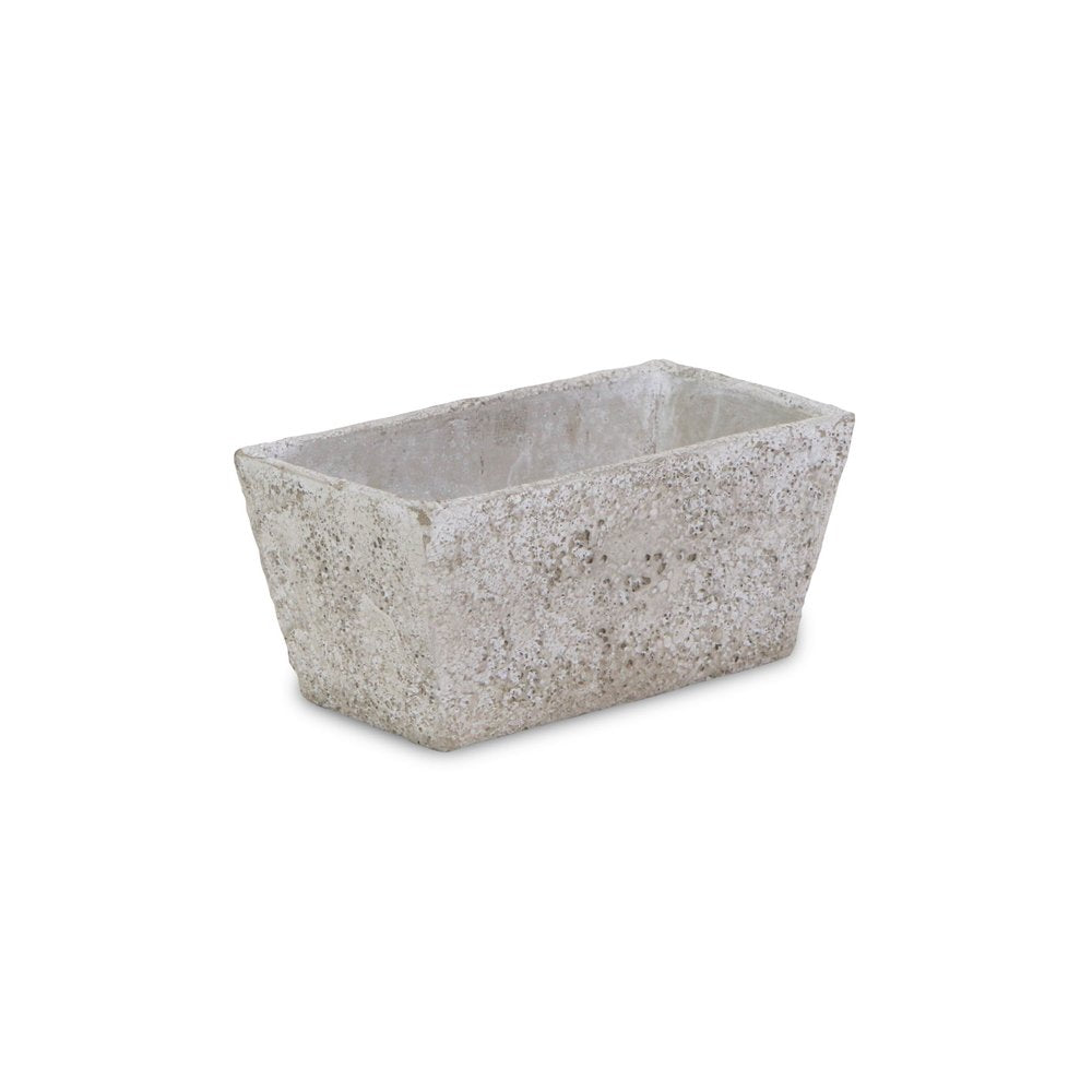 9" Gray Speckle Glaze Cement Indoor Outdoor Rectangular Pot Planter
