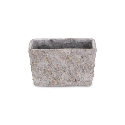 9" Gray Speckle Glaze Cement Indoor Outdoor Rectangular Pot Planter