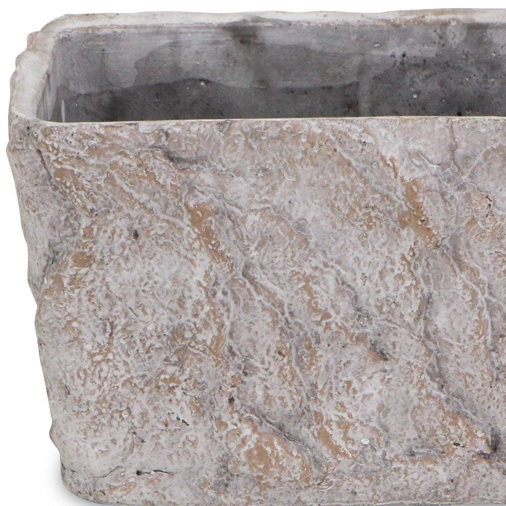 9" Gray Speckle Glaze Cement Indoor Outdoor Rectangular Pot Planter