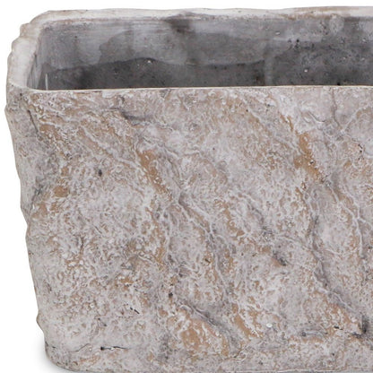 9" Gray Speckle Glaze Cement Indoor Outdoor Rectangular Pot Planter