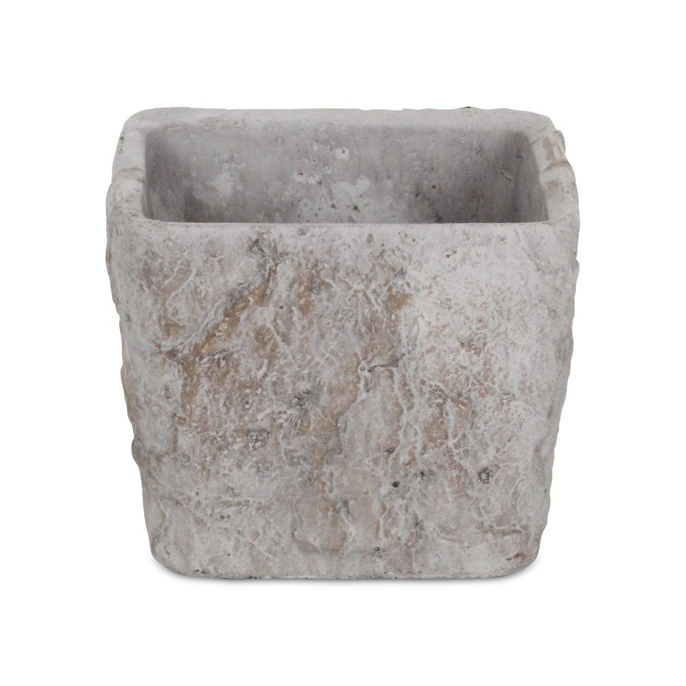 7" Gray Speckle Glaze Cement Indoor Outdoor Square Pot Planter
