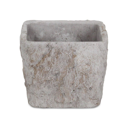 7" Gray Speckle Glaze Cement Indoor Outdoor Square Pot Planter
