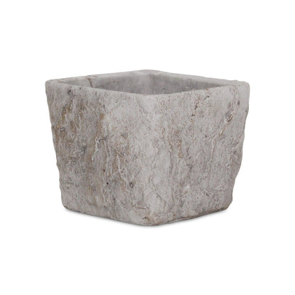 7" Gray Speckle Glaze Cement Indoor Outdoor Square Pot Planter