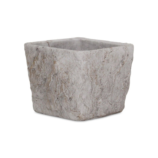 7" Gray Speckle Glaze Cement Indoor Outdoor Square Pot Planter