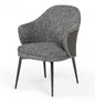Gray and Black Upholstered Fabric And Faux Leather Wing Back Dining Arm Chair