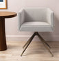 Light Gray And Brass Upholstered Fabric Dining Arm Chair