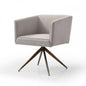 Light Gray And Brass Upholstered Fabric Dining Arm Chair