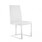 White And Silver Upholstered Faux Leather Dining Side Chair
