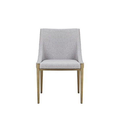 Gray And Brass Upholstered Fabric Dining Side Chair