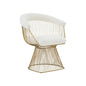 White And Gold Fabric Steel Windsor Back Dining Arm Chair