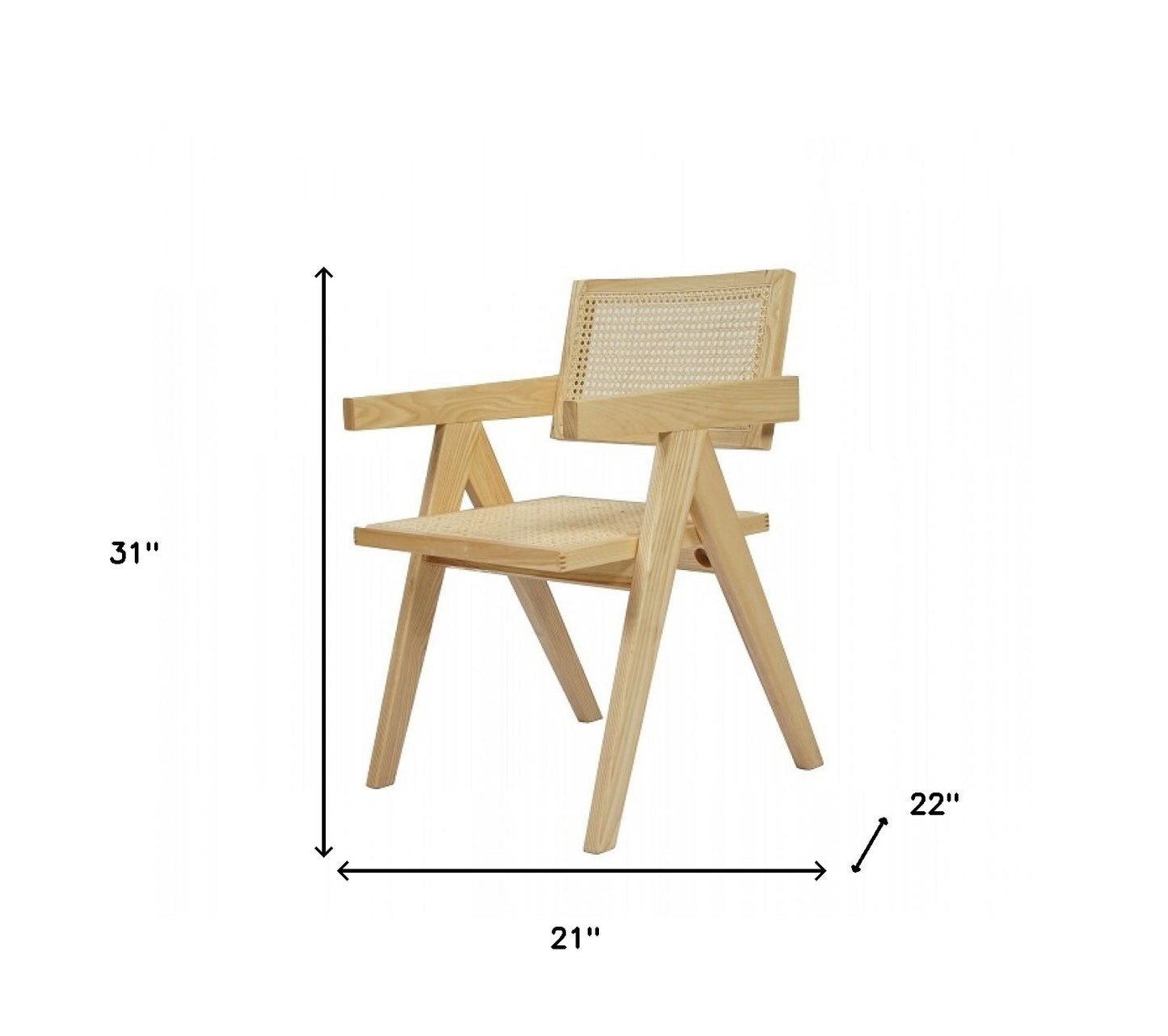 Natural Wood Open Back Dining Arm Chair