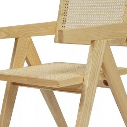 Natural Wood Open Back Dining Arm Chair