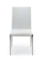 Set of Two White And Silver Upholstered Faux Leather Dining Side Chairs