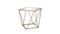 24" Champagne And Silver Glass And Metal Square Mirrored End Table