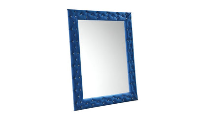 74" X 56" Blue Velvet Leaning Ornate Framed Accent Mirror