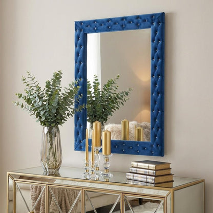 74" Blue Square Wood Framed Mounted Accent Mirror