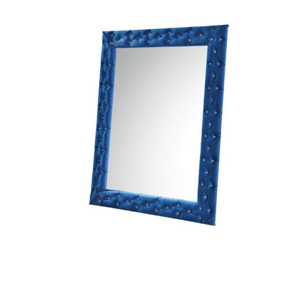 74" Blue Square Wood Framed Mounted Accent Mirror