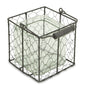 6" Clear and Brown Glass and Metal Lattice Tabletop Lantern Candle Holder