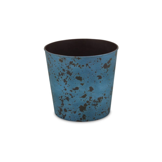 11" Blue Recycled Plastic Indoor Outdoor Round Pot Planter