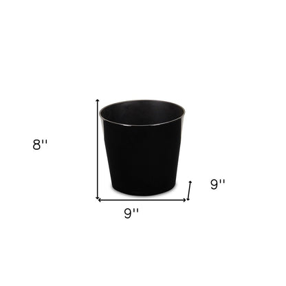 9" Black Recycled Plastic Indoor Outdoor Round Pot Planter