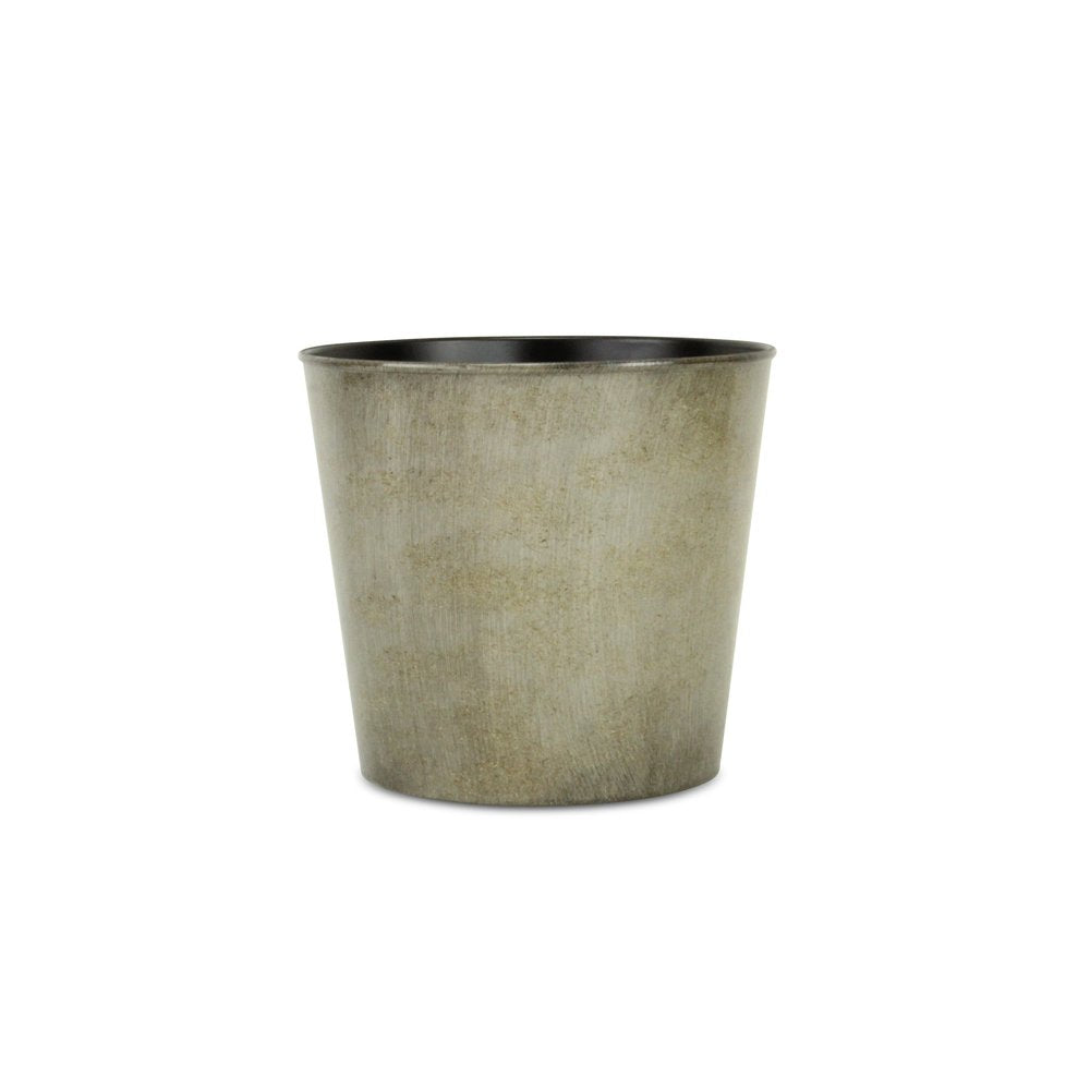 9" Gray Recycled Plastic Indoor Outdoor Round Pot Planter