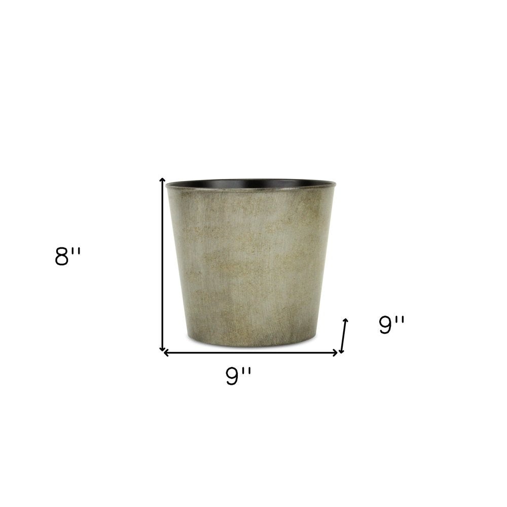 9" Gray Recycled Plastic Indoor Outdoor Round Pot Planter