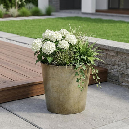 9" Gray Recycled Plastic Indoor Outdoor Round Pot Planter