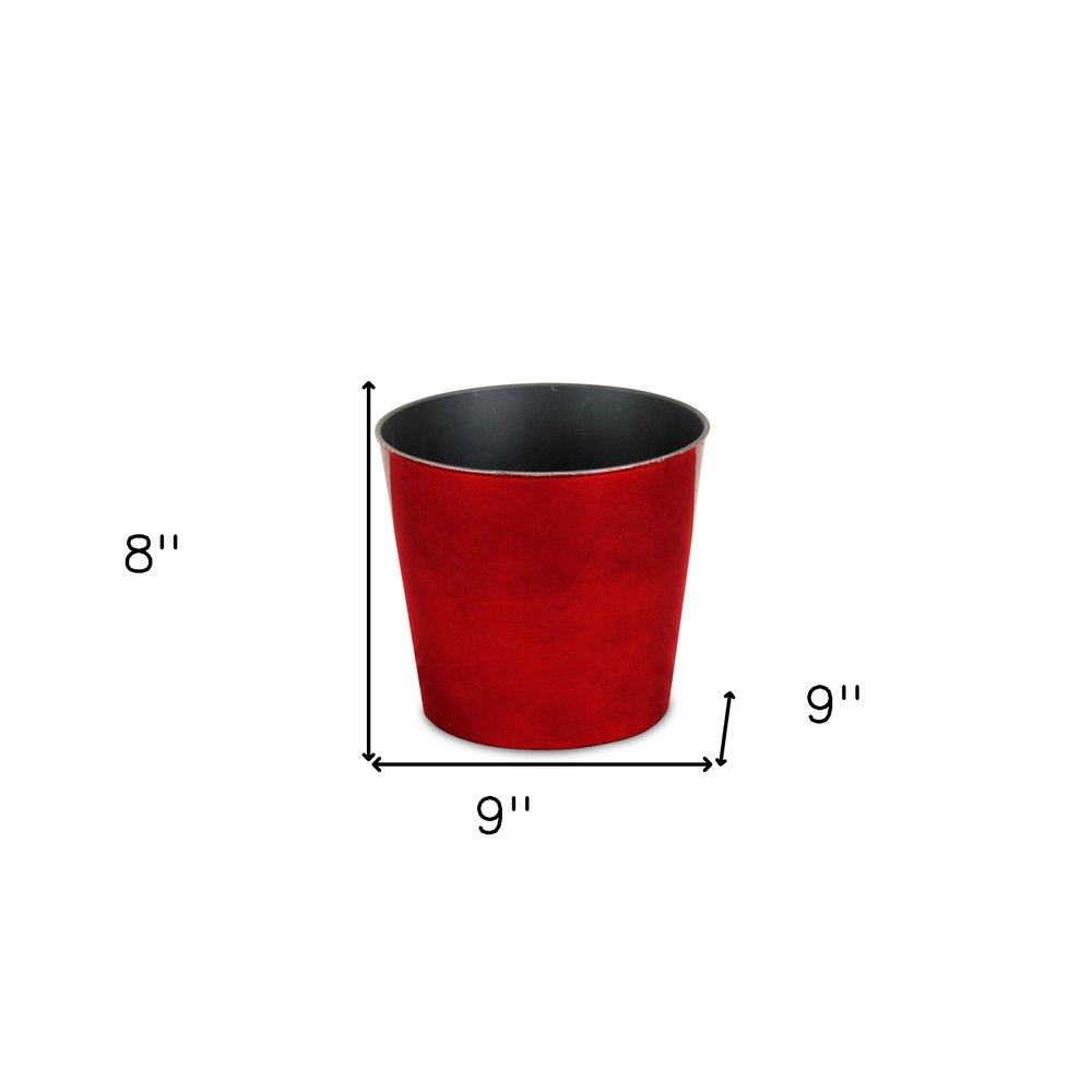 9" Red Recycled Plastic Indoor Outdoor Round Pot Planter
