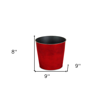 9" Red Recycled Plastic Indoor Outdoor Round Pot Planter
