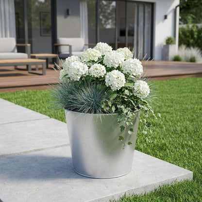 9" Silver Recycled Plastic Indoor Outdoor Round Pot Planter