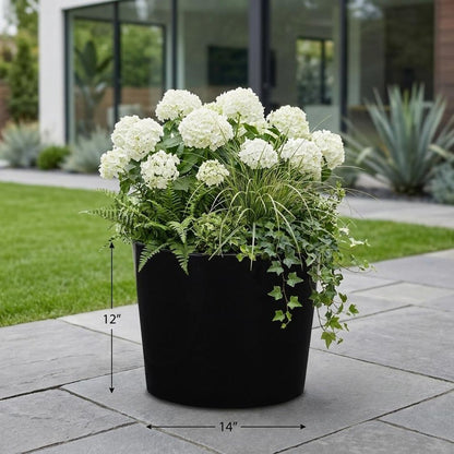 7" Black Recycled Plastic Indoor Outdoor Round Pot Planter