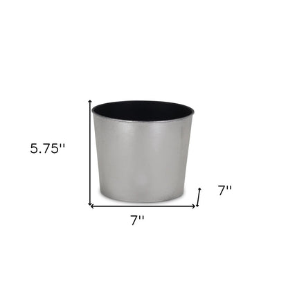 7" Silver Recycled Plastic Indoor Outdoor Round Pot Planter
