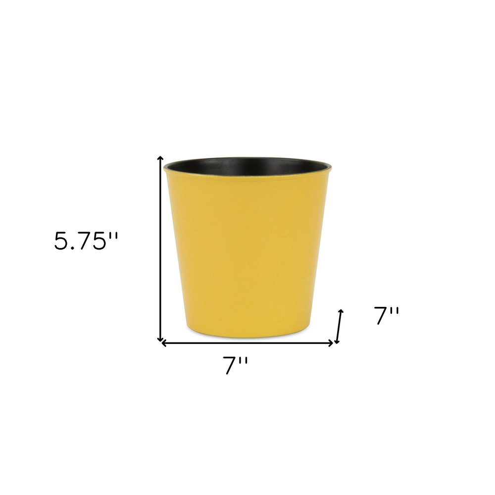7" Yellow Recycled Plastic Indoor Outdoor Round Pot Planter